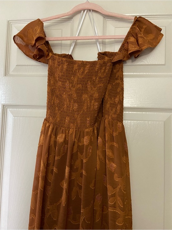 Lulus Dresses & Skirts - Lulu's Rust Botanical Jacquard Off-Shoulder Maxi Dress